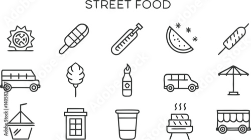 Street Food Icons Food Trucks, Snacks, Drinks, and Summer Fun