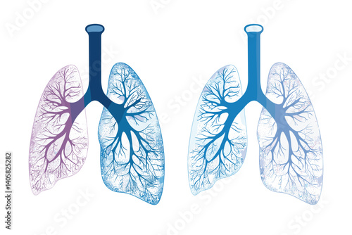 Realistic bronchi icon isolated on white background. Vector medical bronchi logo. 