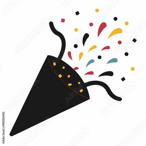 Silhouette of confetti explosion from a party popper