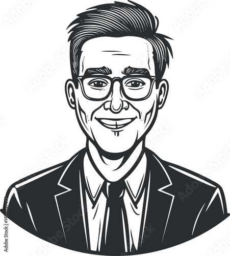 A stylish portrait of a confident businessman wearing glasses and a suit.