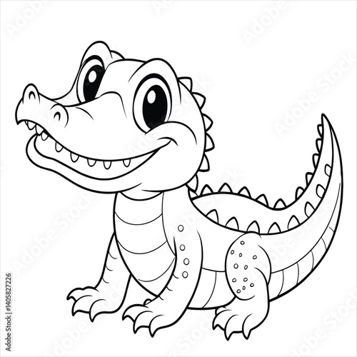 Baby Crocodile Coloring Sheet for Kids
