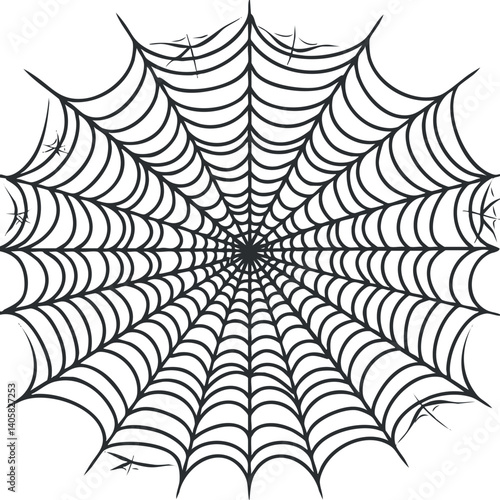 A detailed black spider web illustration perfect for Halloween or nature-themed designs.