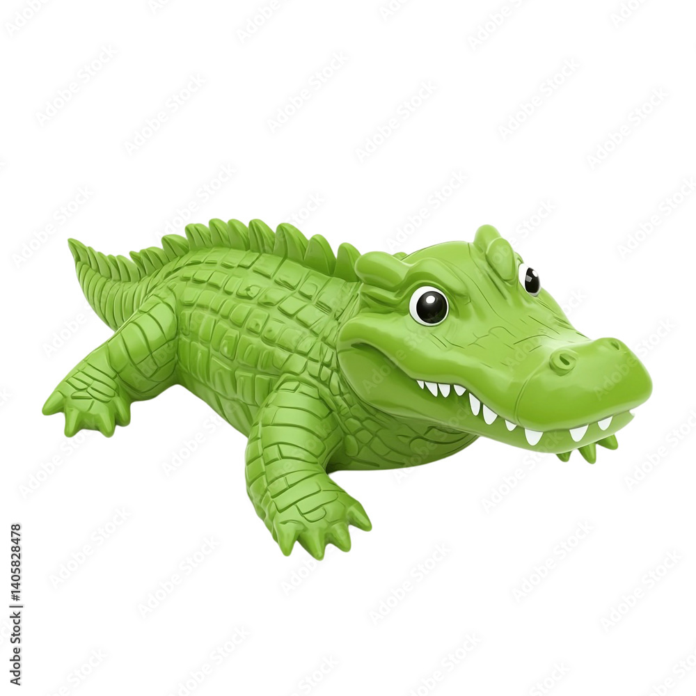 Fototapeta premium Playful Green Crocodile Toy Adorable Fun Reptile