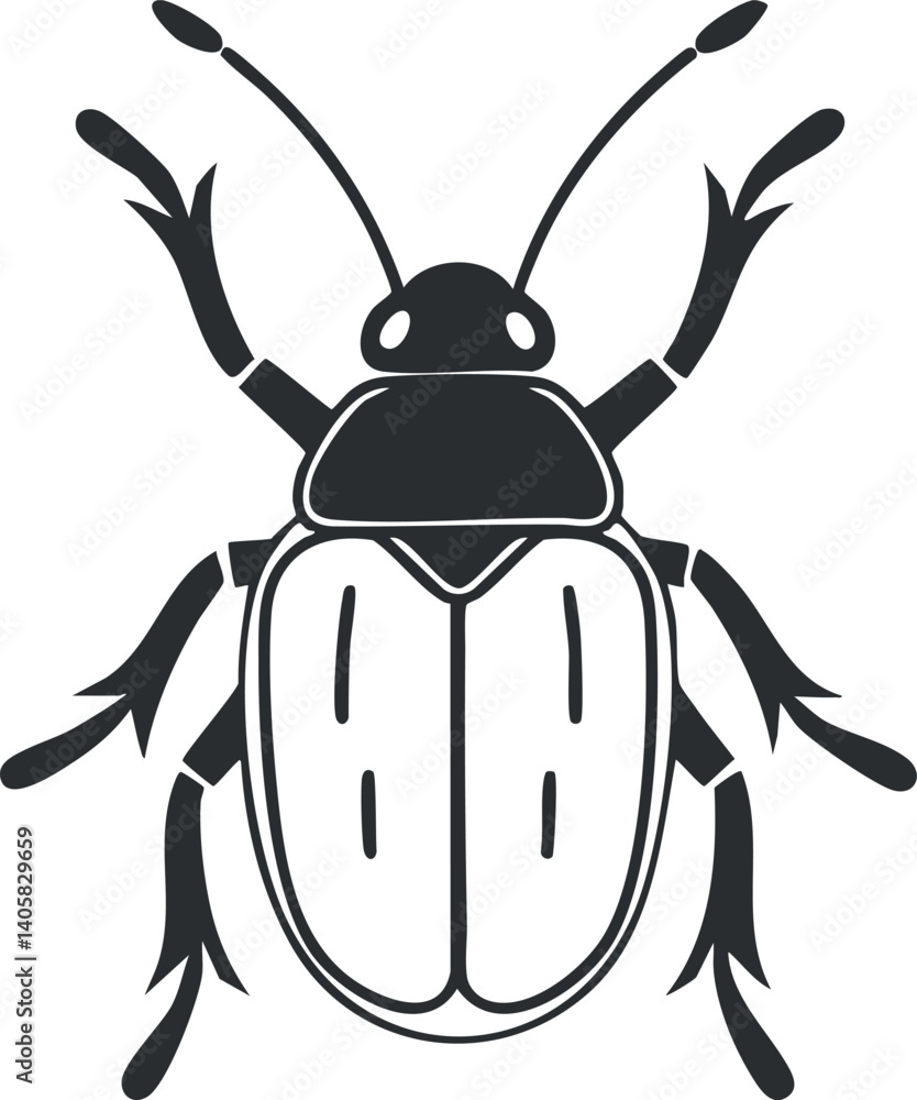 A detailed black and white illustration of a beetle showcasing its intricate features. A detailed black and white illustration of a beetle showcasing its intricate features.