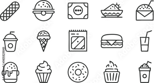 Fast Food Icons Burgers, Ice Cream, Drinks, and Sweets