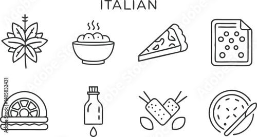 Italian Cuisine Pizza, Pasta, Basil, Oil, and More