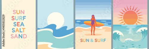 Obraz na płótnie Sun, Sea, Surf, and Sand Poster w salonie