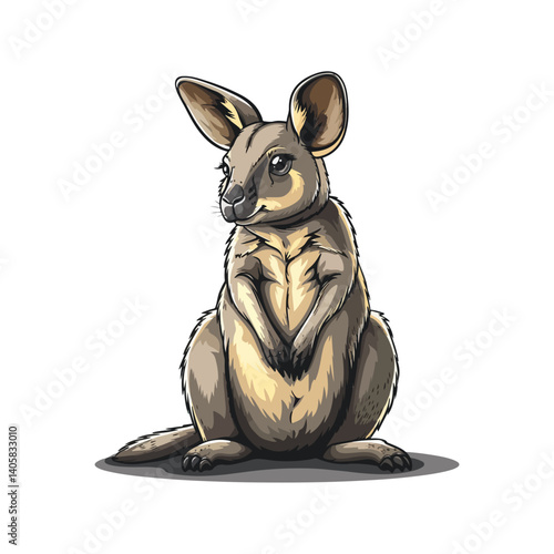 Adorable Wallaby Illustration Vector Graphic of a Sitting Wallaby
