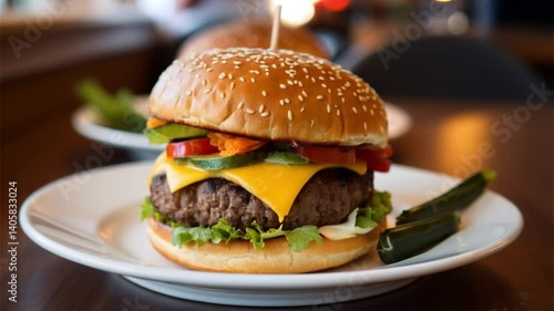 hamburger with french fries