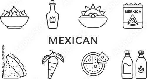 Mexican Food Icons Cuisine, Dishes, Ingredients, and Drinks