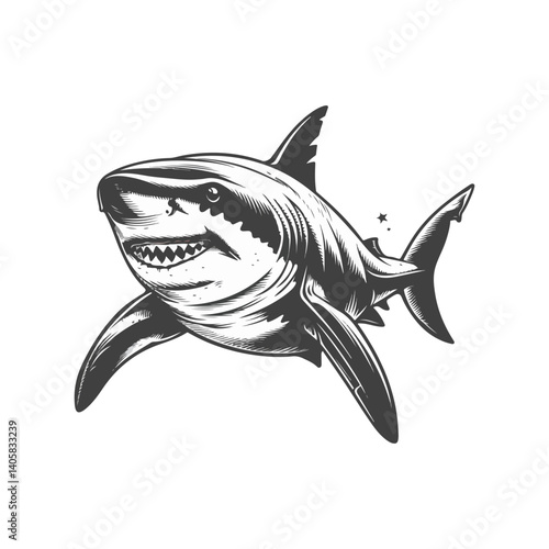 Vintage Style Great White Shark Illustration