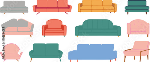 Colorful Sofa Collection Modern and Vintage Armchairs, Couches, and Settles