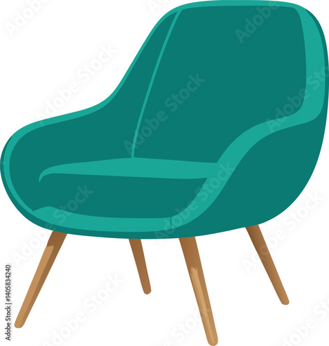 Teal Velvet Armchair, Modern Design, Wooden Legs, Comfortable Seating, Home Decor, Interior Design, 