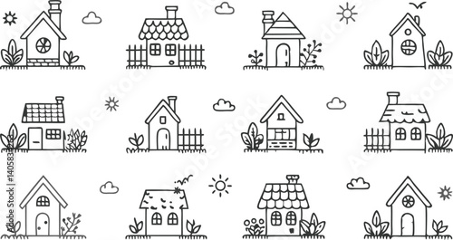 Charming Cottage Illustrations Cute House Drawings, Home Sweet Home