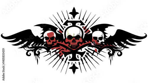 skull and wings tattos