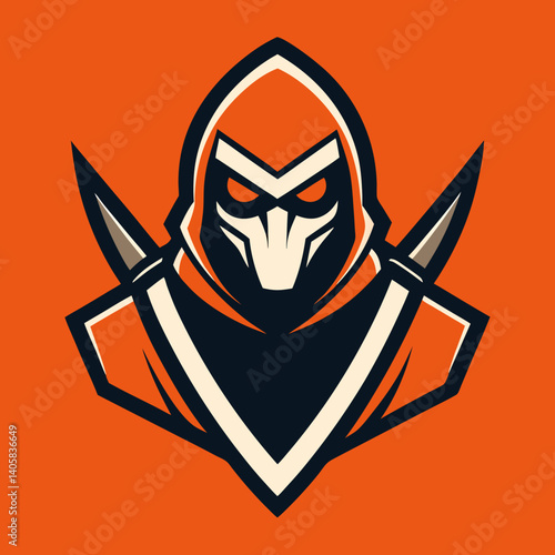 Blade Assasins mascot Logo vector illustration ninja warrior sword branding identity