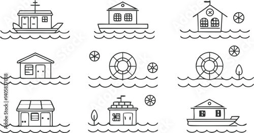 Floating Houses, Boats, Water Wheels A Collection of River Dwellings