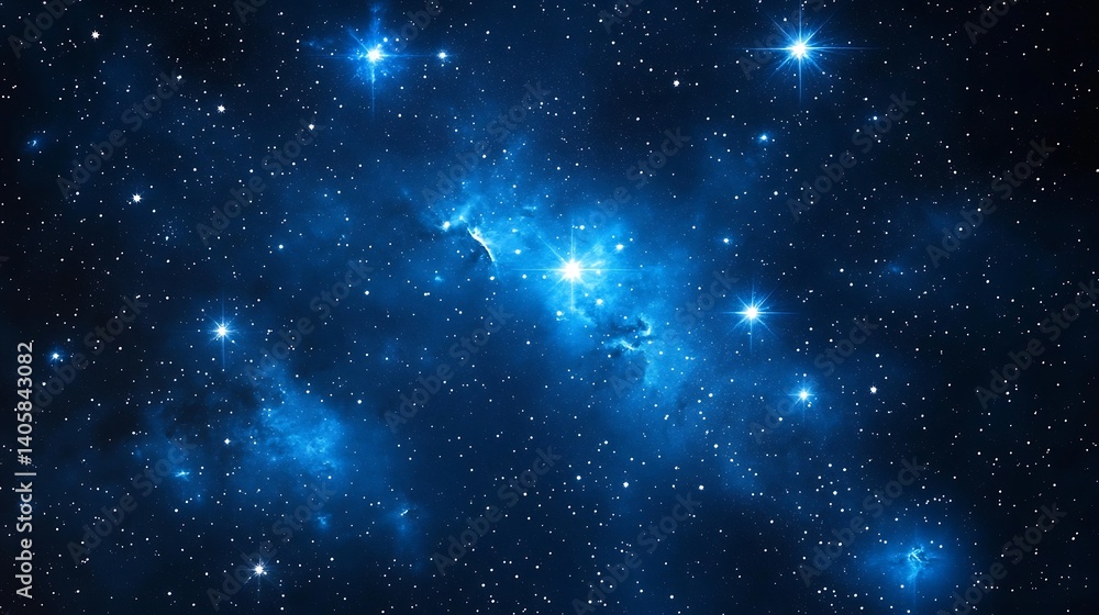 Fototapeta premium Starry Night Sky with Glowing Clouds, A mesmerizing night sky filled with countless stars and glowing clouds, creating a celestial