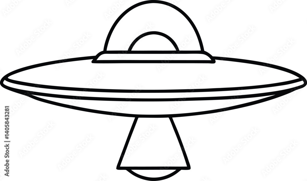 Flying Saucer Outline Icon Line Art Drawing Vector | UFO, Space & Alien Sci-Fi Design Flying Saucer Outline Icon Line Art Drawing Vector | UFO, Space & Alien Sci-Fi Design