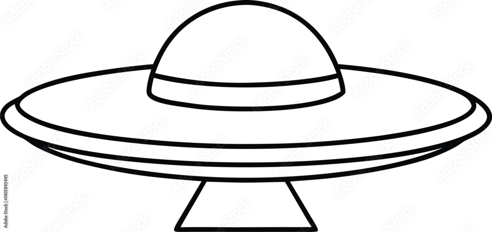 Flying Saucer Outline Icon Line Art Drawing Vector | UFO, Space & Alien Sci-Fi Design Flying Saucer Outline Icon Line Art Drawing Vector | UFO, Space & Alien Sci-Fi Design