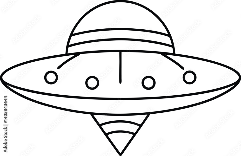 Flying Saucer Outline Icon Line Art Drawing Vector | UFO, Space & Alien Sci-Fi Design Flying Saucer Outline Icon Line Art Drawing Vector | UFO, Space & Alien Sci-Fi Design
