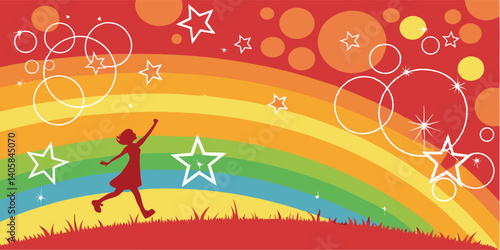 Magical Rainbow World Featuring Joyful Silhouette Art