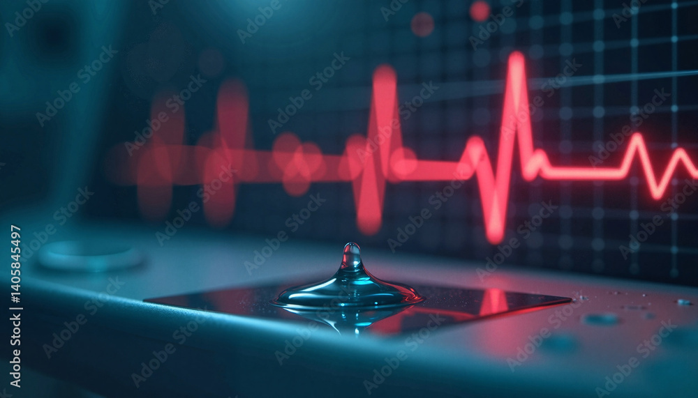 Heartbeat Monitor Display with Red Pulse Waveform on Screen - World Blood Donor's Day