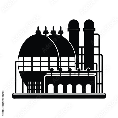 Factory for liquefied gas silhouette vector art illustration