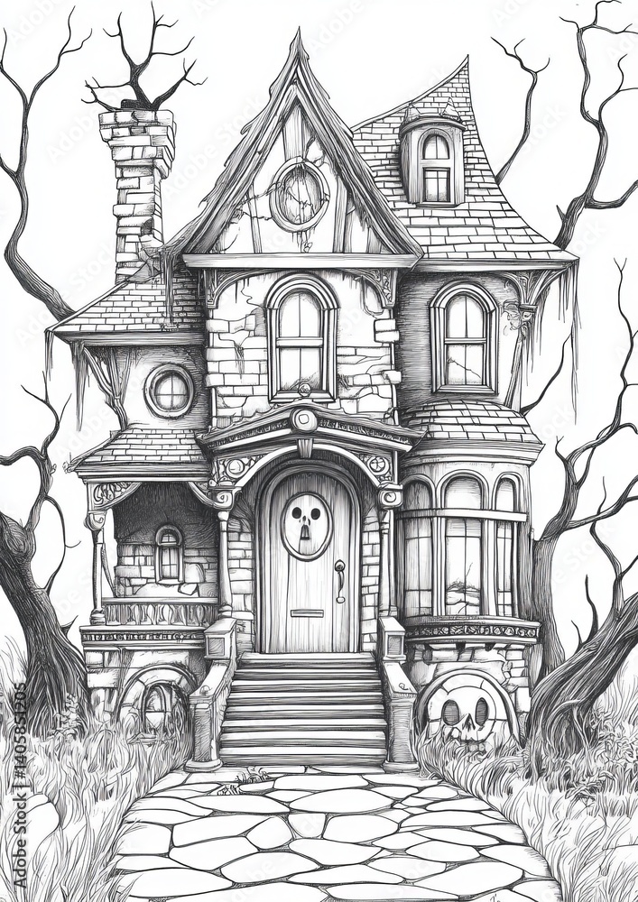 Obraz premium Haunted House Coloring Pages