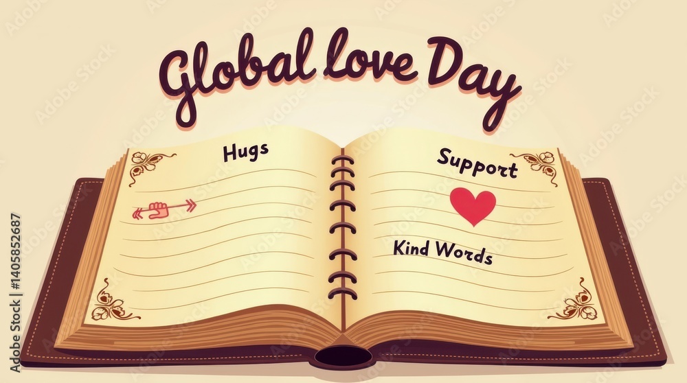 Fototapeta premium Celebrating global love day hugs support and kind words for unity and connection