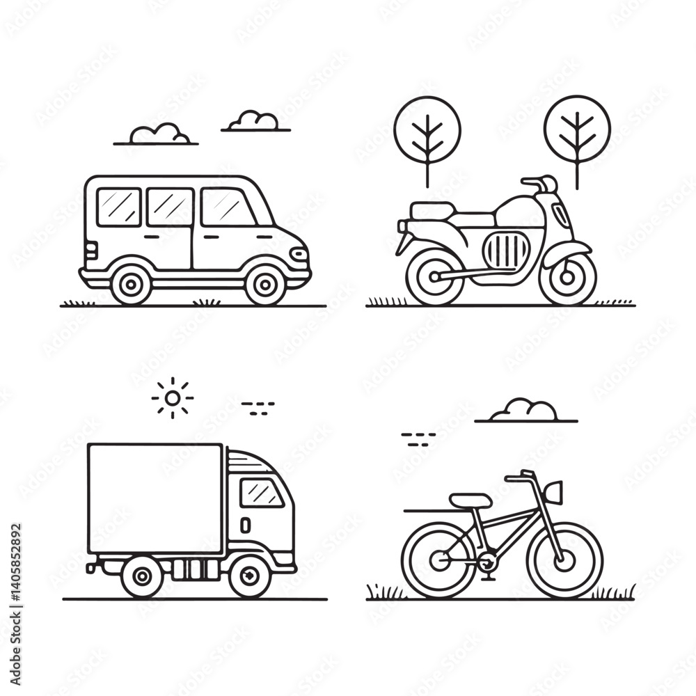 transportation icons set transportation icons set