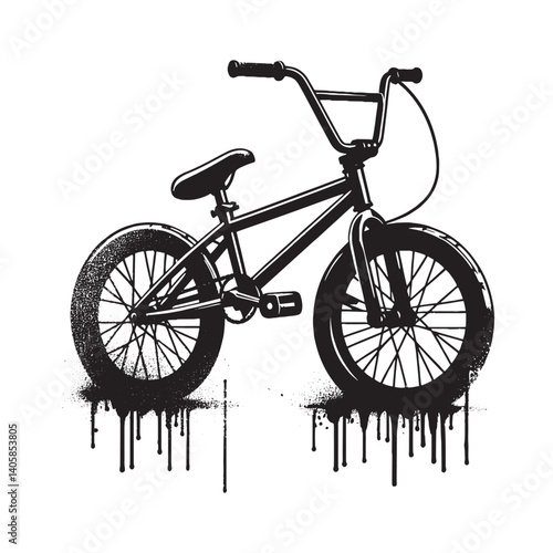 Dynamic BMX bike illustration with urban grunge texture and dripping effect