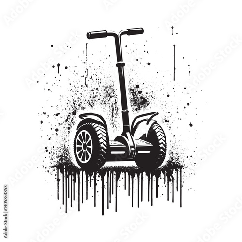 Dynamic segway illustration with grunge textures and dripping paint effects