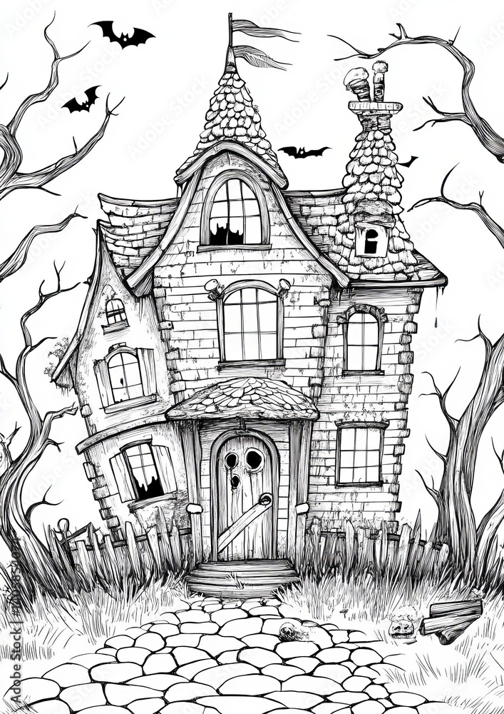 Obraz premium Haunted House Coloring Pages