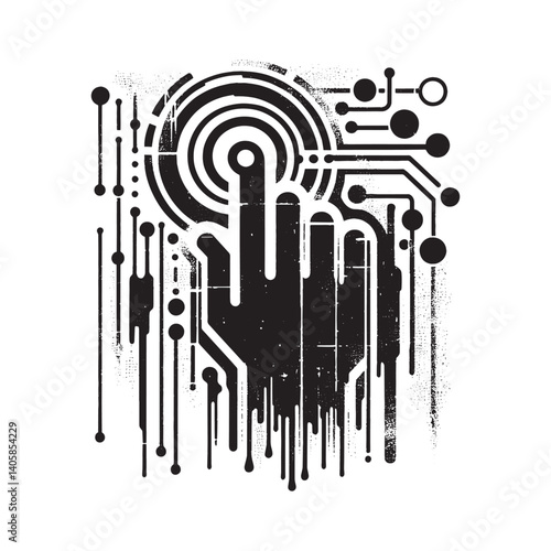 Gestural Interface Concept with Grunge Texture for Tech Illustration