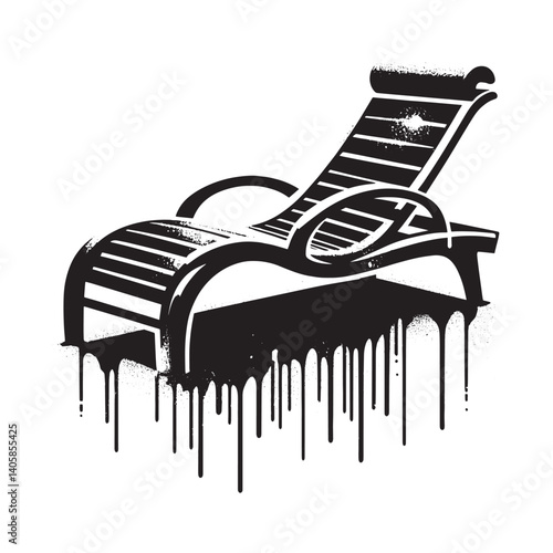 Modern chaise lounge in minimalist vector style with grunge effect