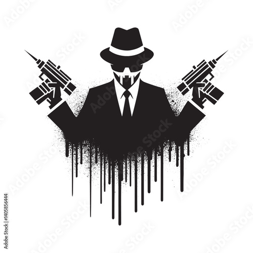 Monochrome Enforcer with Dripping Shadows wielding twin weaponry