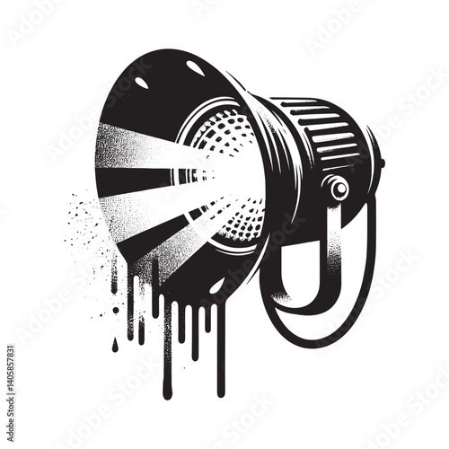 Monochrome spotlight illustration with dripping paint effect graphic style