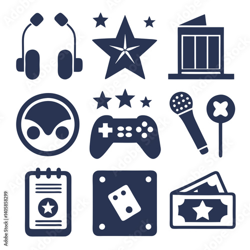 Entertainment and Gaming Icon Set Graphic Illustration Vector