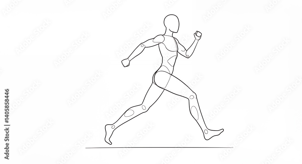 Fototapeta premium Running figure line art illustration