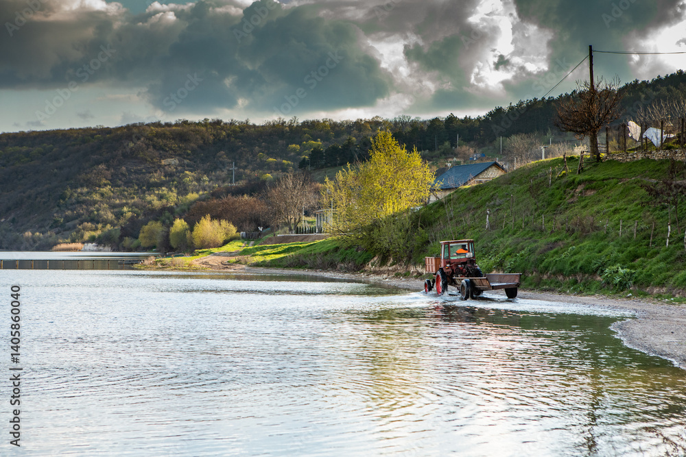 Beautiful rural landscape from the republic of Moldova. Village life in spring.
