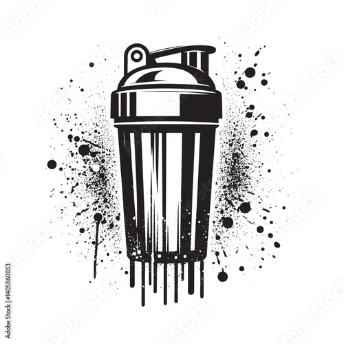 Stylized fitness shaker with a grunge effect, perfect for health enthusiasts