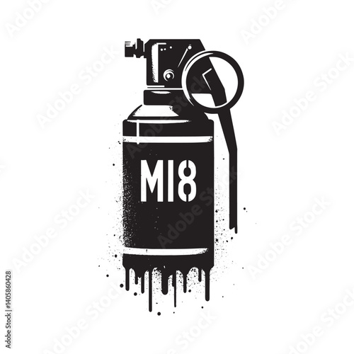 Stylized M18 Smoke Grenade Depiction with Grunge and Dripping Effects