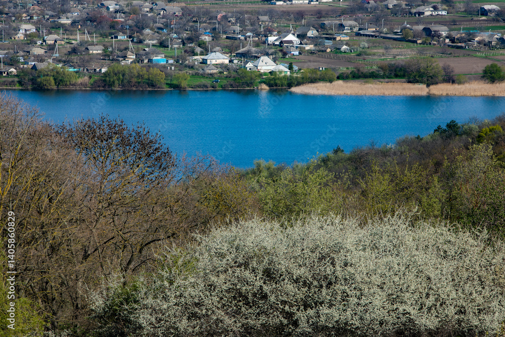 Beautiful rural landscape from the republic of Moldova. Village life in spring.
