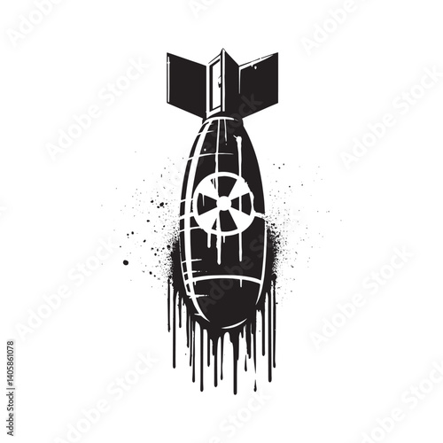 Stylized tallboy bomb illustration with distressed black and white elements