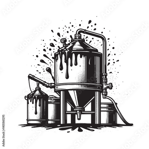 Stylized wort chillers illustration with dripping spray and grunge effect
