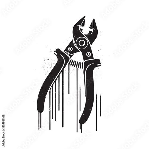 Stylized Wire Cutters Graphic with Drip Effect and Grunge Texture