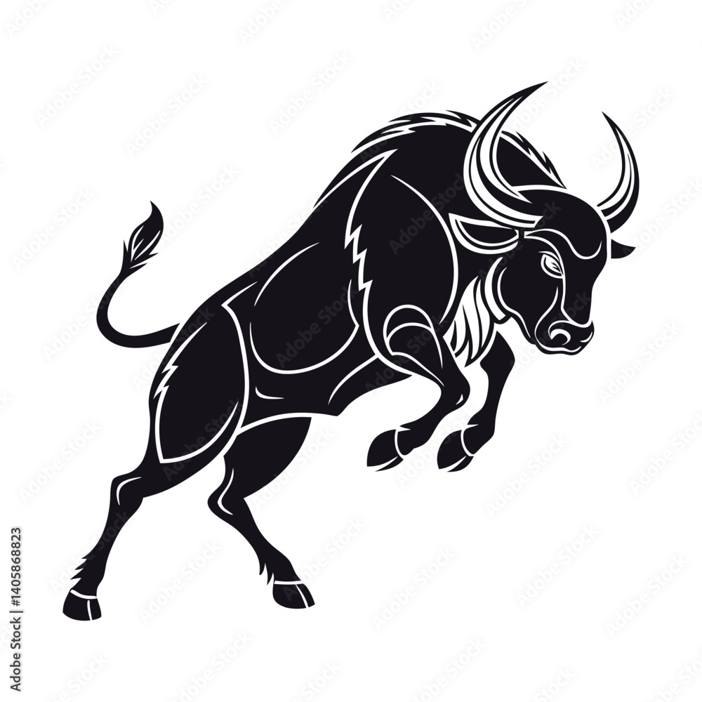 Obraz premium Buffalo silhouette Vector illustrator