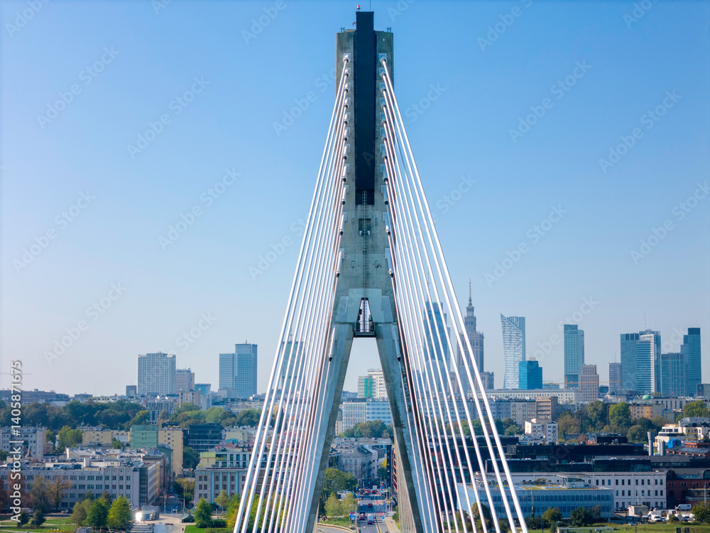 Warszawa, widok na miasto z okolic mostu Świętokrzyskiego