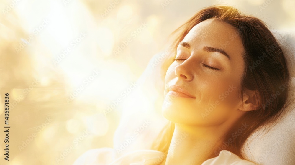 Fototapeta premium Peaceful Serenity: A Woman's Moment of Tranquility